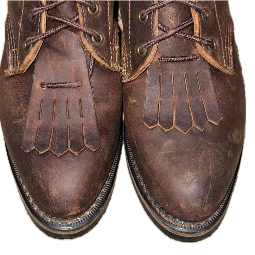 👢🤠 DURANGO Leather Lace-Up Boots Kiltie Fringe Vibram Sole Brown Women’s 10 - Picture 8 of 10